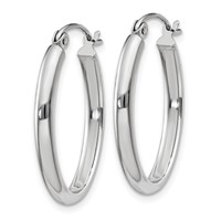 14K White Gold 2.75x 23.5mm Polished Oval Tube Hoop Earrings view 2