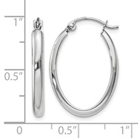 14K White Gold 2.75x 23.5mm Polished Oval Tube Hoop Earrings view 4