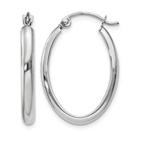14K White Gold 2.75x 23.5mm Polished Oval Tube Hoop Earrings view 1