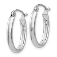 14K White Gold 2.75x18mm Polished Oval Tube Hoop Earrings view 2