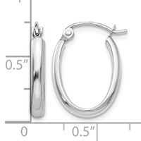 14K White Gold 2.75x18mm Polished Oval Tube Hoop Earrings view 4
