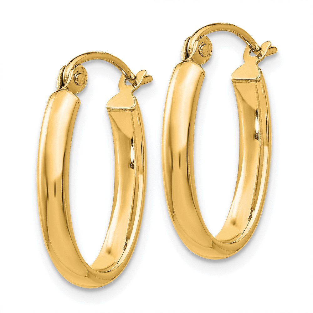 14k Polished 2.75mm Oval Tube Hoop Earrings (TF113Y)