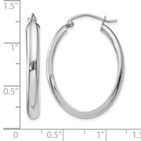 14K White Gold 3.75x 31mm Polished Oval Tube Hoop Earrings view 4