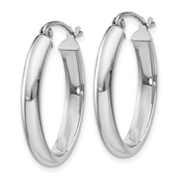 14K White Gold 3.75x 25mm Polished Oval Tube Hoop Earrings view 2