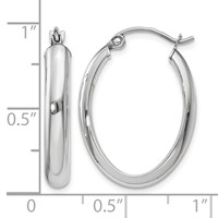 14K White Gold 3.75x 25mm Polished Oval Tube Hoop Earrings view 4