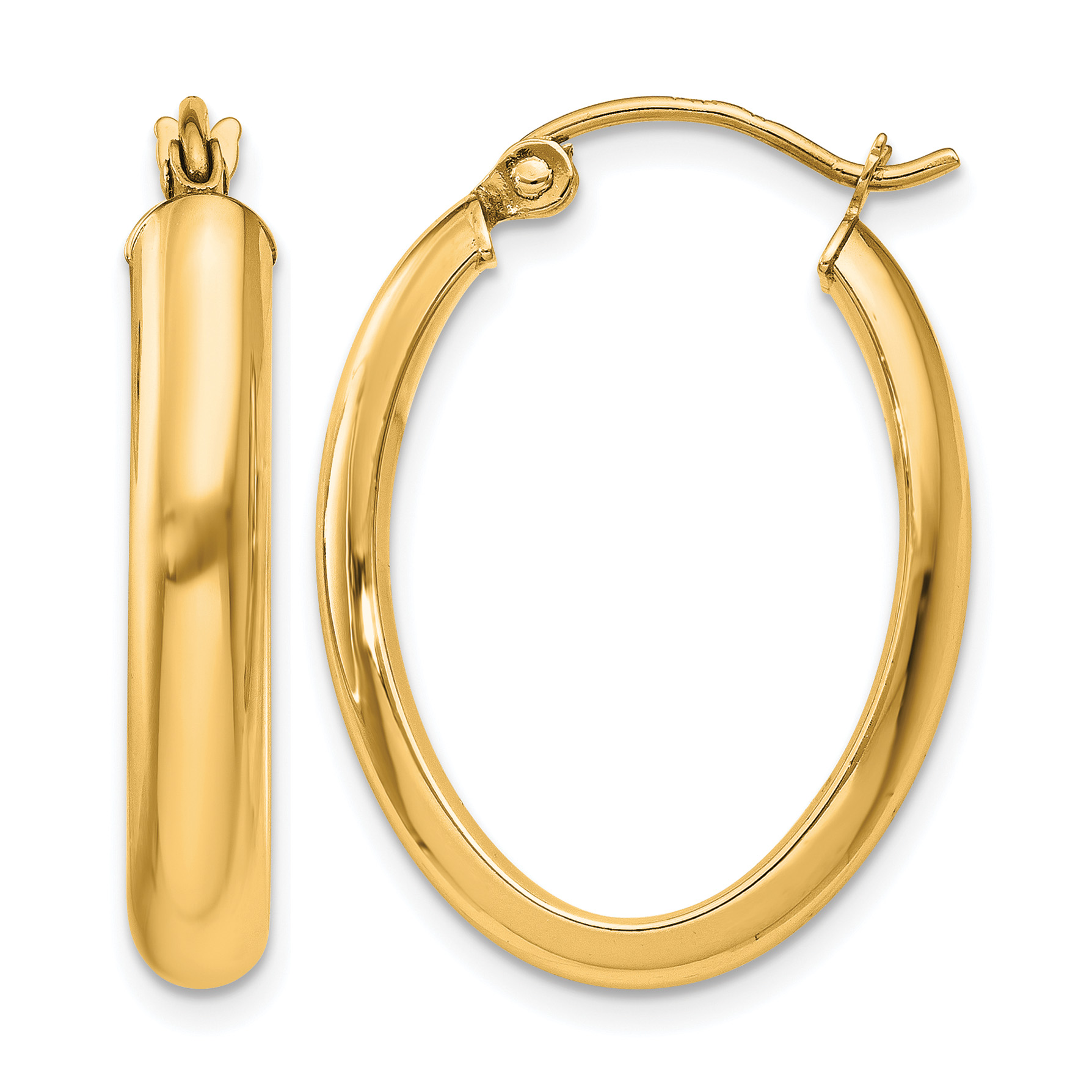 14k Polished 3.75mm Oval Tube Hoop Earrings (TF115Y)