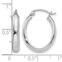 14K White Gold 3.75x 21mm Polished Oval Tube Hoop Earrings view 4