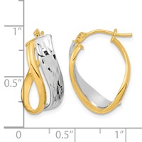 14K Two-Tone Diamond-cut and Polished Earrings view 4