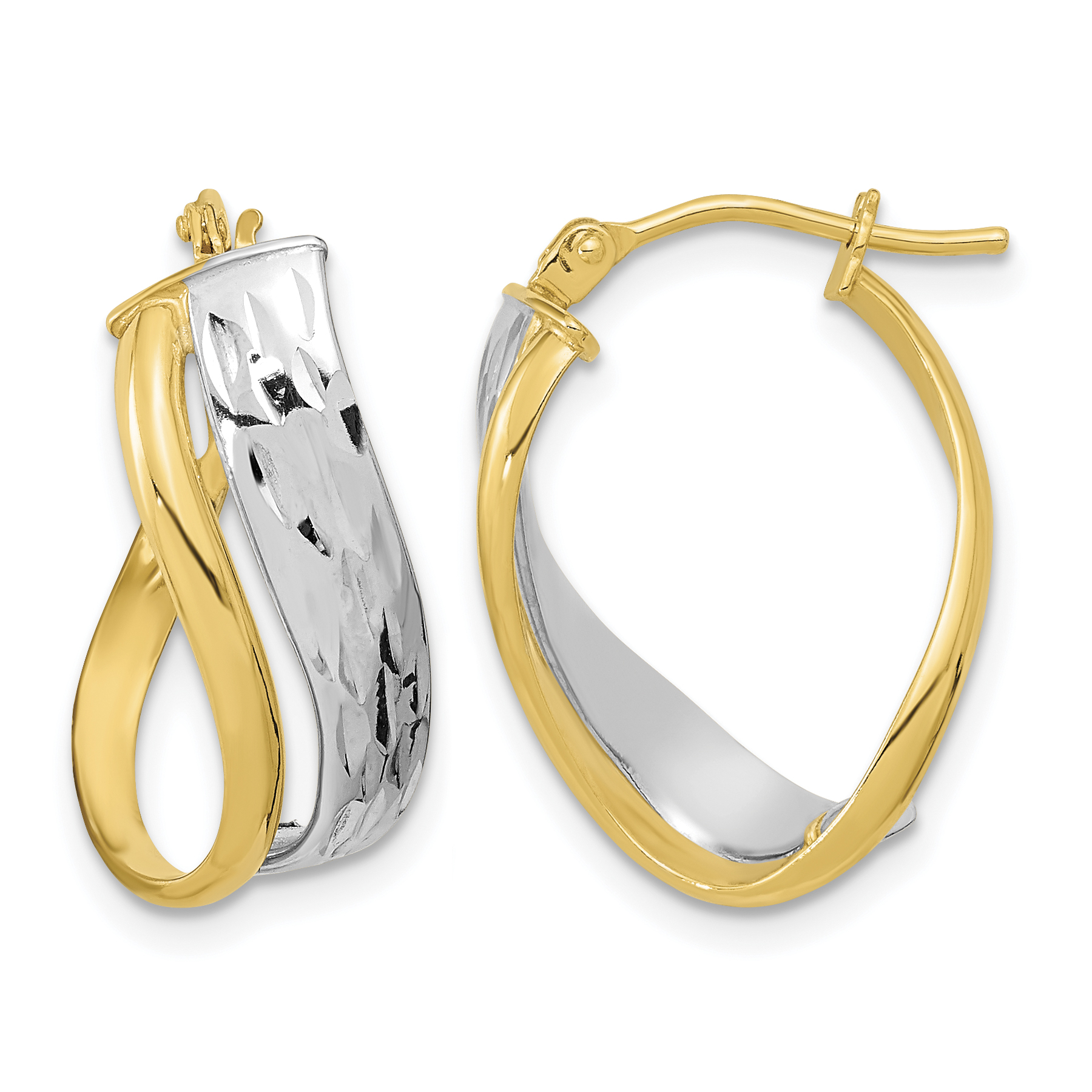 14k Two-Tone Diamond-cut and Polished Earrings (TF1166)