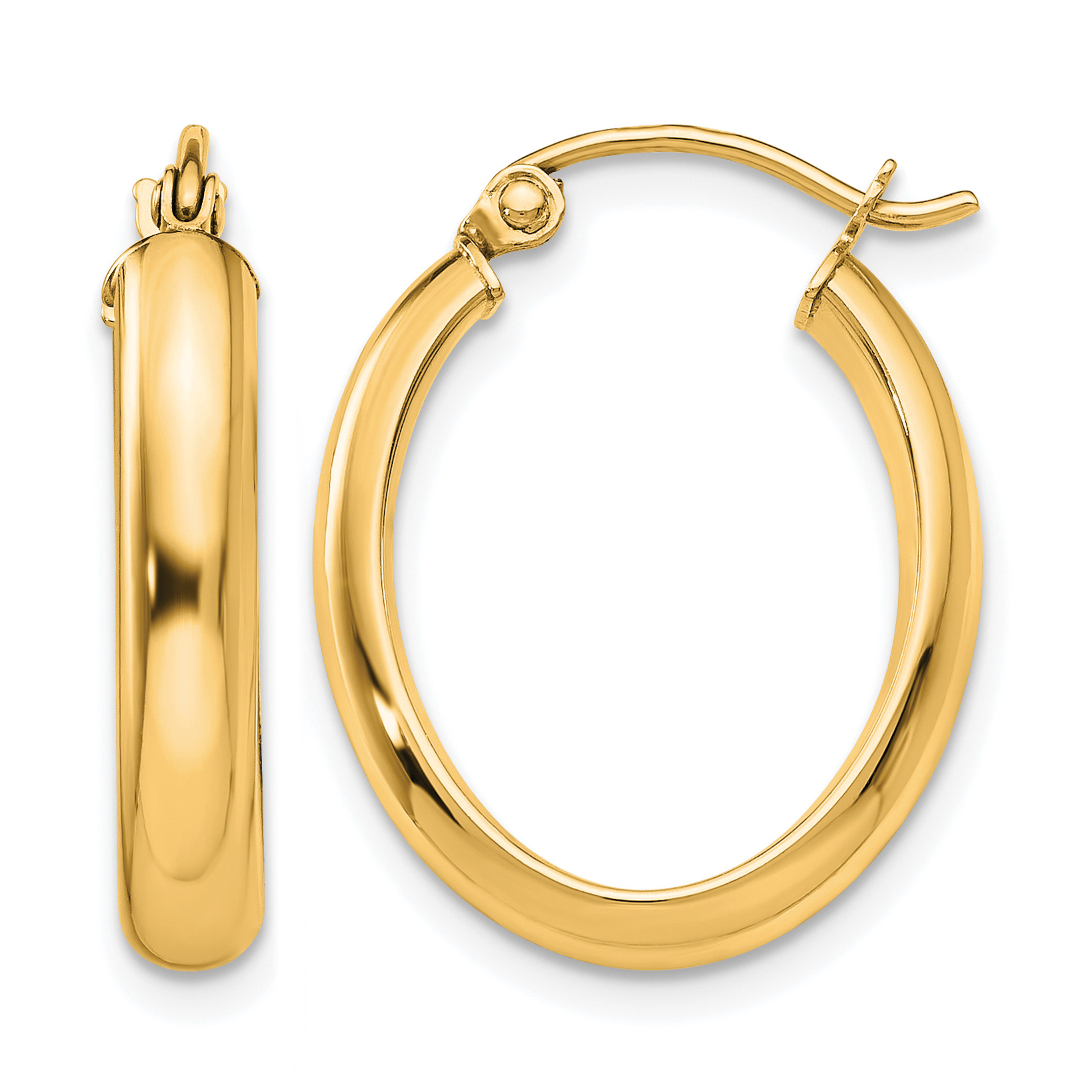 14k Polished 3.75mm Oval Tube Hoop Earrings (TF116Y)
