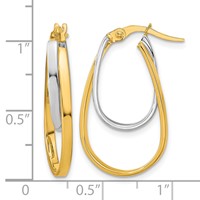 14K Two-tone Polished Double Oval Hoop Earrings view 4