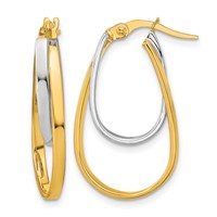 14K Two-tone Polished Double Oval Hoop Earrings view 1