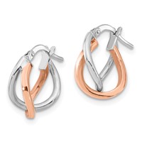 14K White and Rose Gold Fancy Hoops view 2