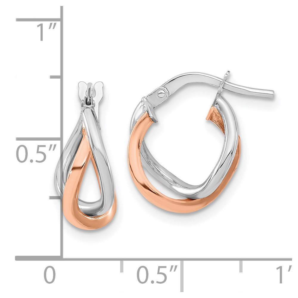 14k White and Rose Gold Fancy Hoops (TF1197)