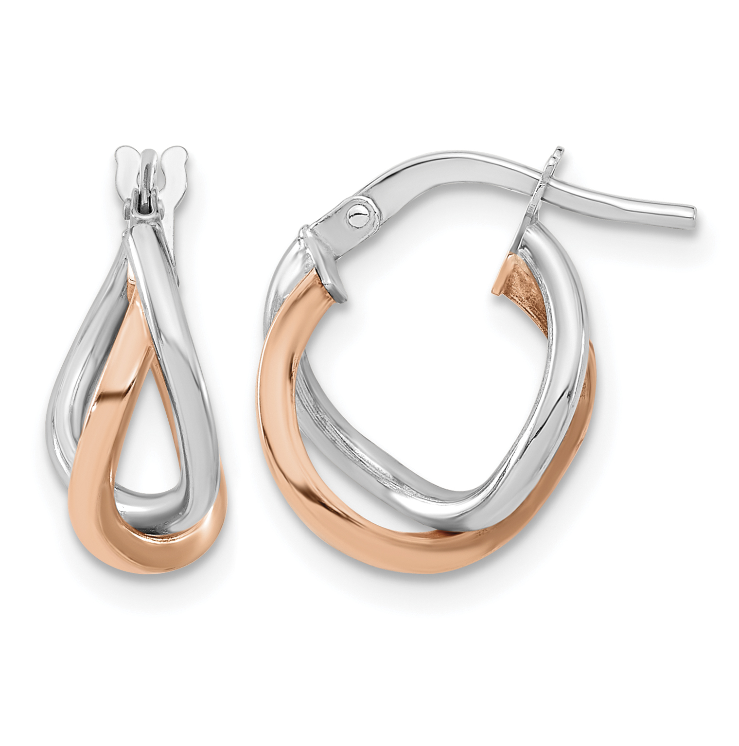 14k White and Rose Gold Fancy Hoops (TF1197)