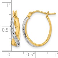 14K Two-Tone Diamond-cut and Polished Hoop Earrings view 4