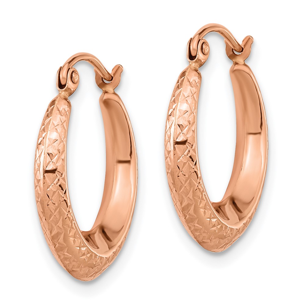 14K Rose Gold Textured Hollow Hoop Earrings (TF1206)