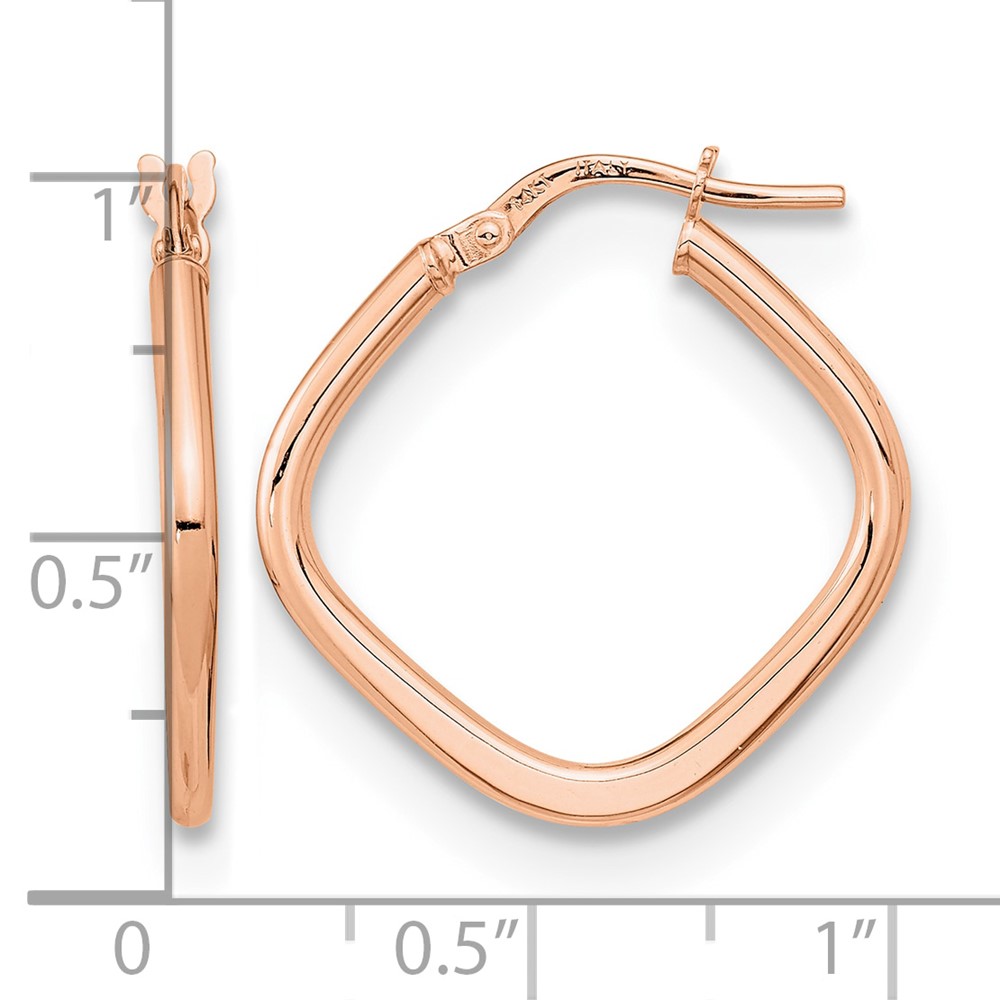 14k Rose Gold Polished Square Hoops (TF1208R)