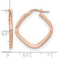 14K Rose Gold 1.7x 24mm Polished Square Tube Hoop Earrings view 4