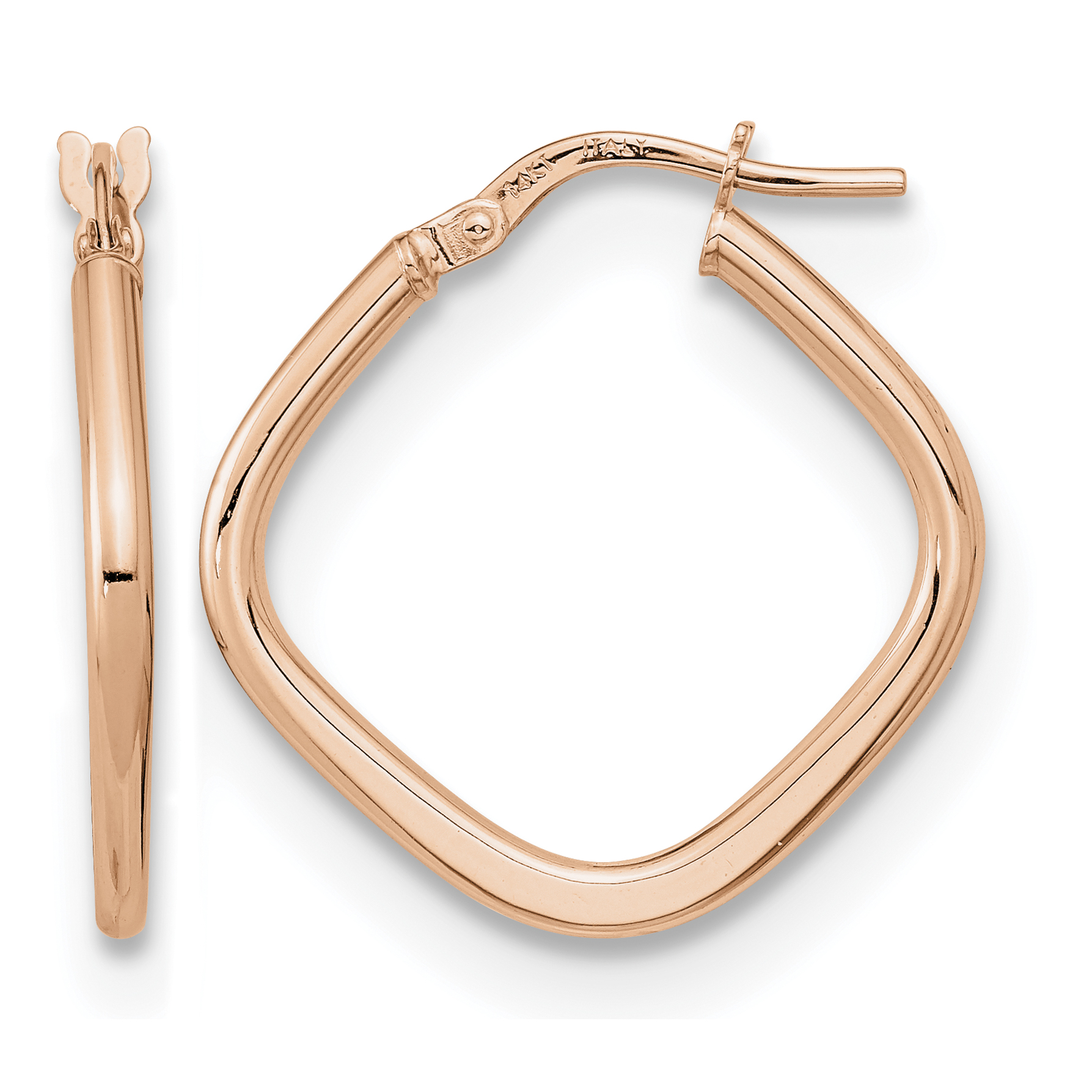 14k Rose Gold Polished Square Hoops (TF1208R)