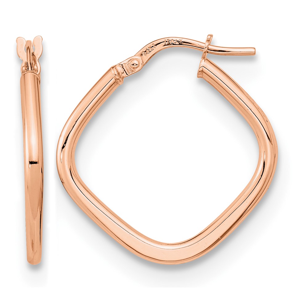 14k Rose Gold Polished Square Hoops (TF1208R)