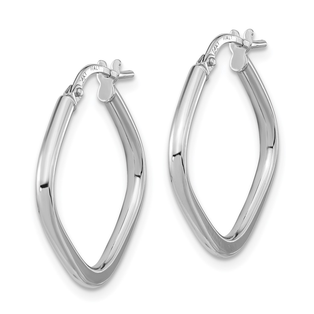 14k White Gold Polished Square Hoops (TF1208W)