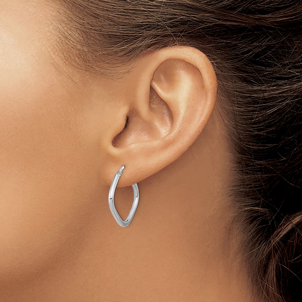14k White Gold Polished Square Hoops (TF1208W)