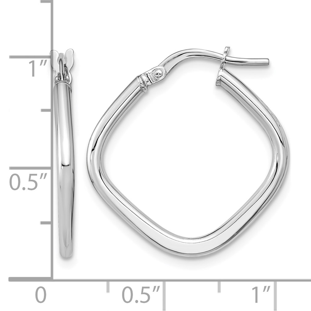 14k White Gold Polished Square Hoops (TF1208W)