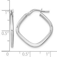 14K White Gold 1.7x 24mm Polished Square Tube Hoop Earrings view 4