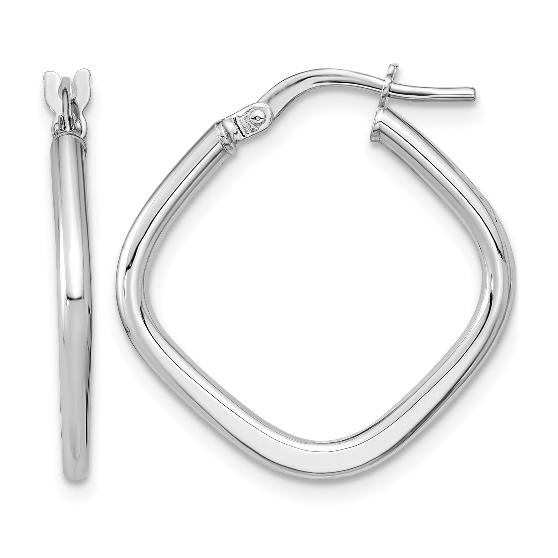 14k White Gold Polished Square Hoops (TF1208W)