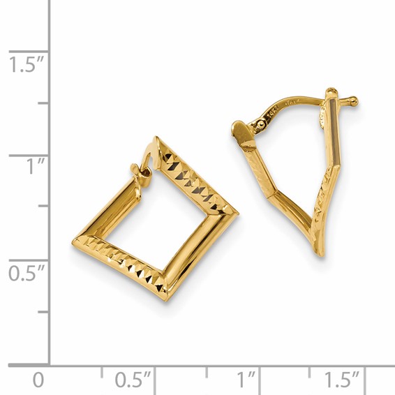 14k Gold Polished Twisted Square Earrings