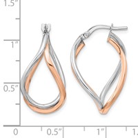 14K Yellow Gold with White Rhodium and Rose Gold-plated Swirl Hoops view 4