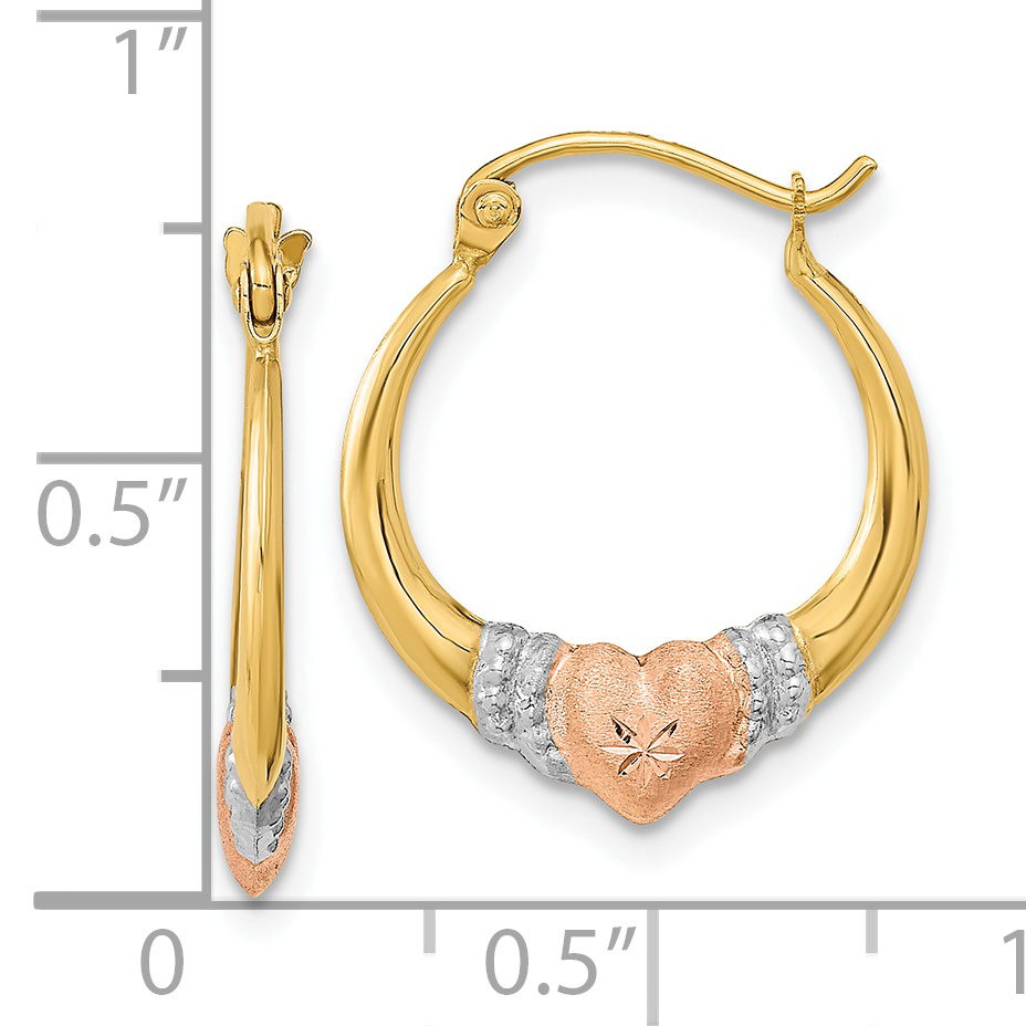 Pendientes de aro D/C pulidos de rodio de 14 k con rodio blanco TF1237 - Imagen 4 de 4