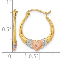 14K Two-tone Earrings with White Rhodium Polished Satin & D C Hoop view 4