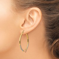 14K Two-tone Earrings with White Rhodium D C Heart Hoop view 3