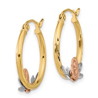 14K Tri-color Guadalupe Hoop Earrings view 2