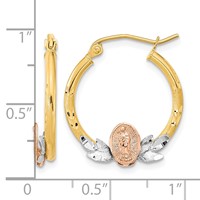 14K Tri-color Guadalupe Hoop Earrings view 4