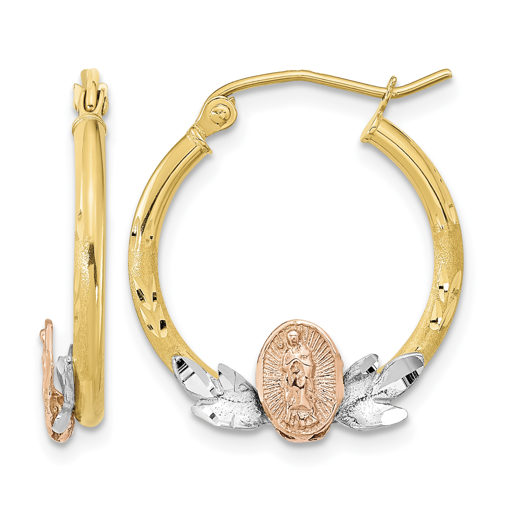 14K Tri-color Guadalupe Hoop Earrings (TF1269)
