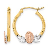 14K Tri-color Guadalupe Hoop Earrings view 1