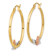 14K Tri-color Guadalupe Hoop Earrings view 2