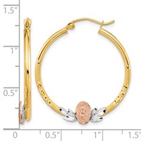 14K Tri-color Guadalupe Hoop Earrings view 4