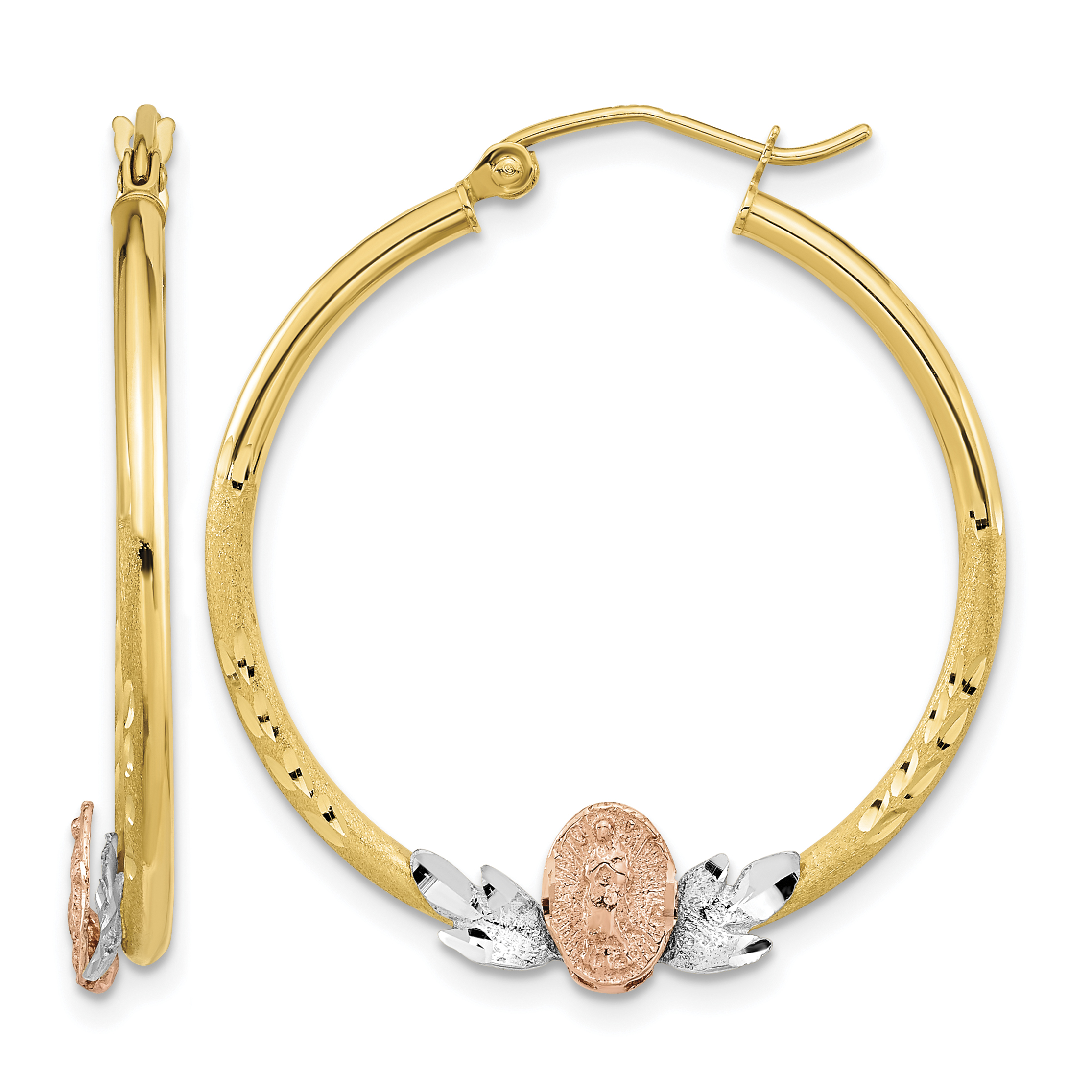 14K Tri-color Guadalupe Hoop Earrings (TF1270)
