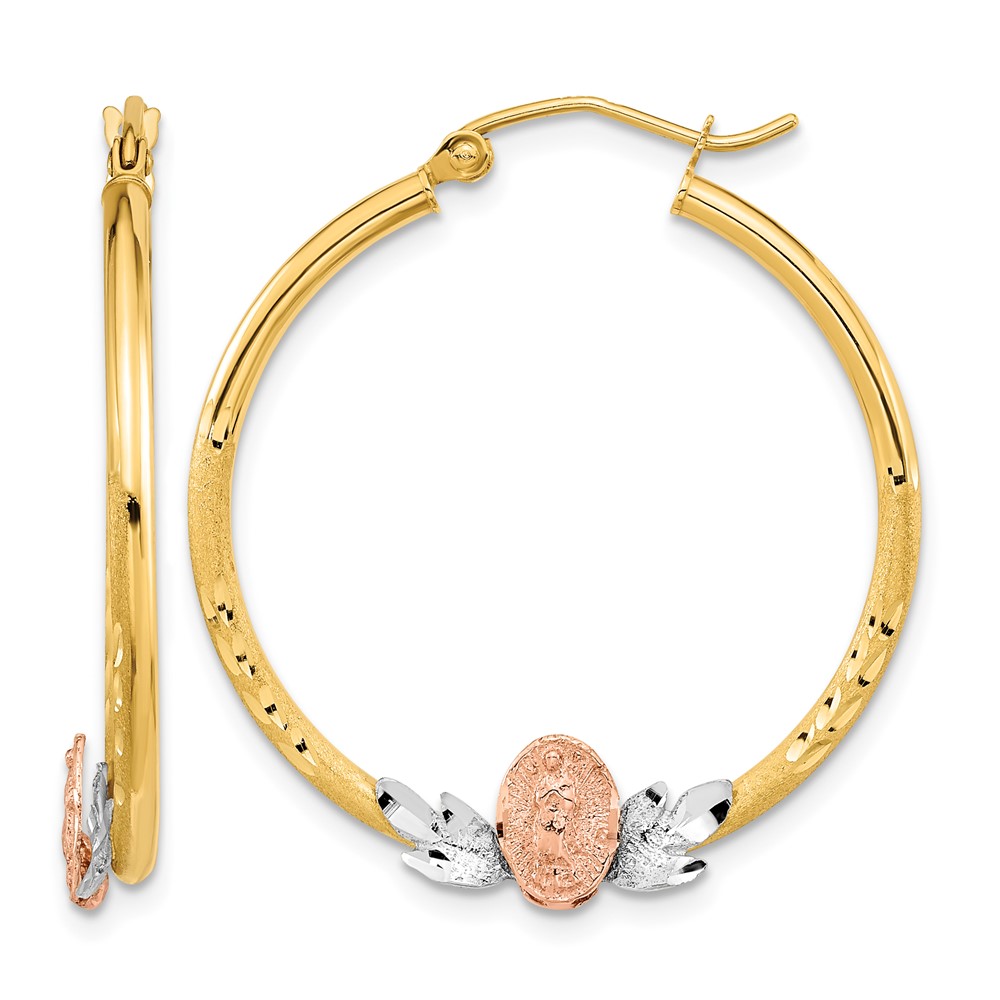14K Tri-color Guadalupe Hoop Earrings (TF1270)