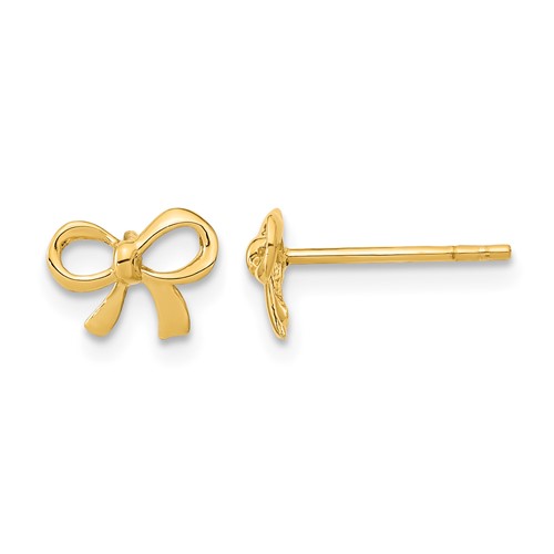 14K Yellow Gold Polished Bow Post Earrings