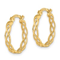 14K Yellow Gold Gold Polished Intertwined Filigree Hoop Earrings view 2