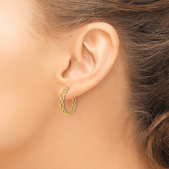 3.5mm Gold Woven Hoop Earrings