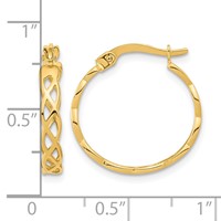 14K Yellow Gold Gold Polished Intertwined Filigree Hoop Earrings view 4
