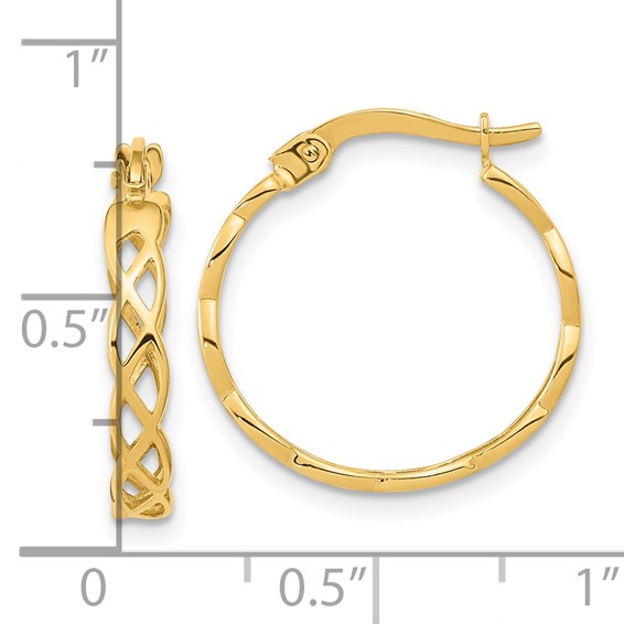 3.5mm Gold Woven Hoop Earrings