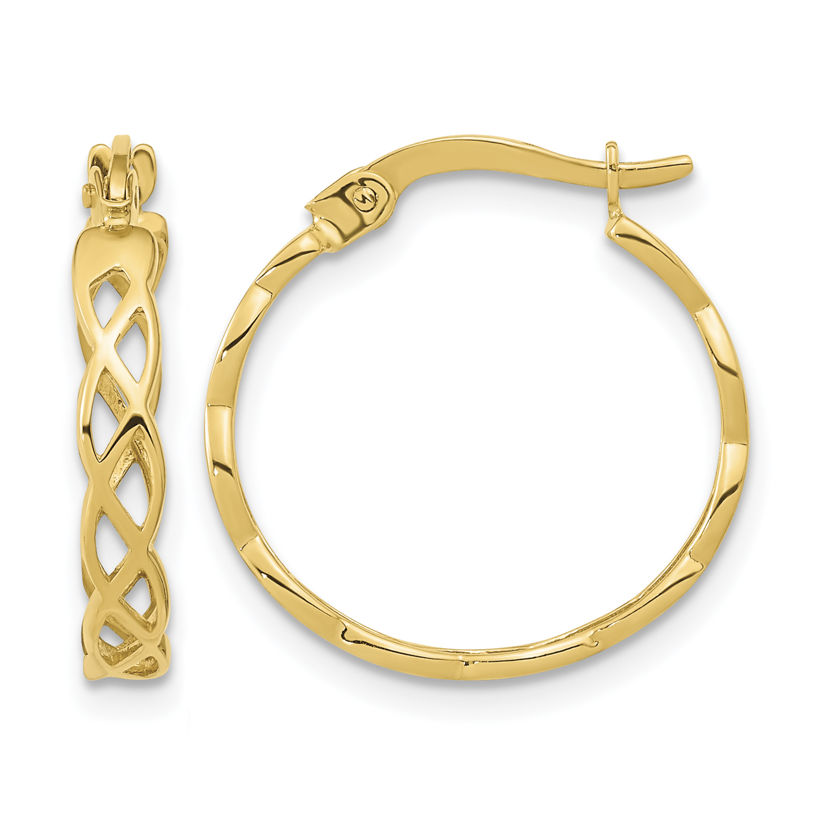 14k Gold Polished Intertwined Filigree Hoop Earrings (TF1282)