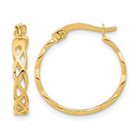14K Yellow Gold Gold Polished Intertwined Filigree Hoop Earrings view 1